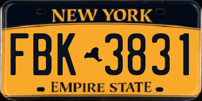 NY license plate FBK3831