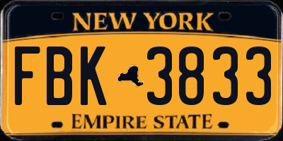 NY license plate FBK3833