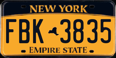 NY license plate FBK3835
