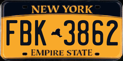 NY license plate FBK3862