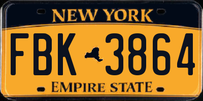 NY license plate FBK3864