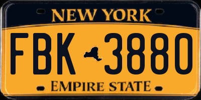 NY license plate FBK3880