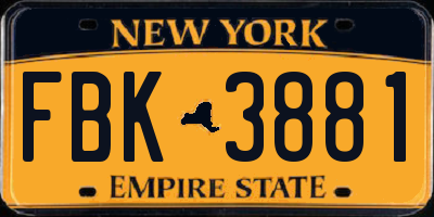 NY license plate FBK3881