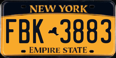 NY license plate FBK3883