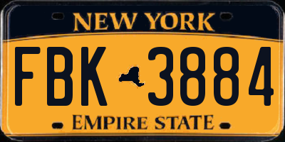 NY license plate FBK3884
