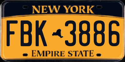 NY license plate FBK3886