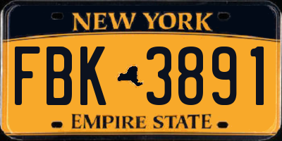 NY license plate FBK3891