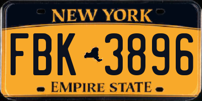 NY license plate FBK3896