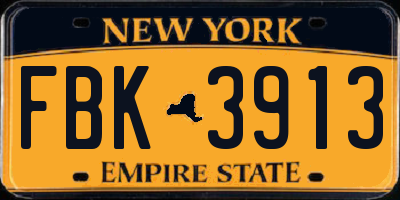 NY license plate FBK3913