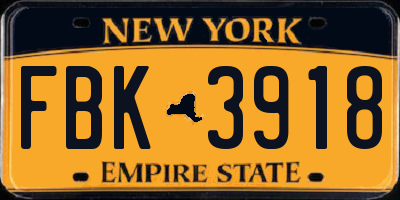NY license plate FBK3918