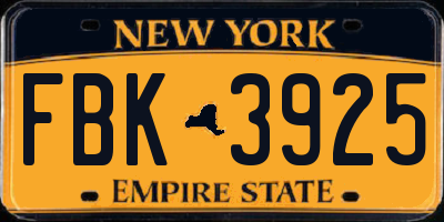 NY license plate FBK3925
