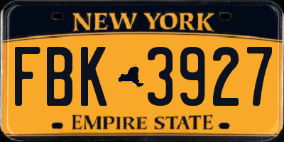 NY license plate FBK3927