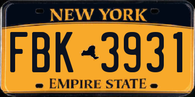 NY license plate FBK3931