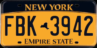 NY license plate FBK3942