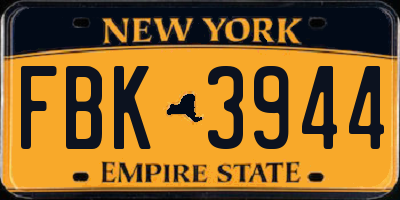 NY license plate FBK3944