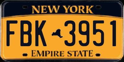 NY license plate FBK3951