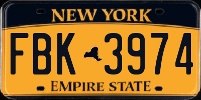 NY license plate FBK3974