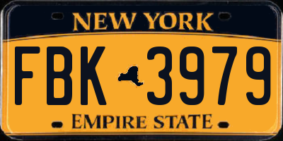 NY license plate FBK3979