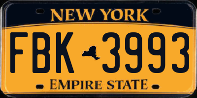 NY license plate FBK3993