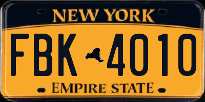NY license plate FBK4010