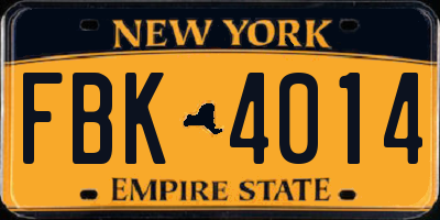 NY license plate FBK4014