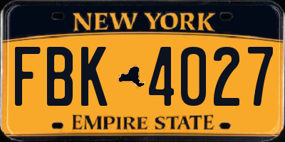 NY license plate FBK4027