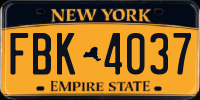 NY license plate FBK4037