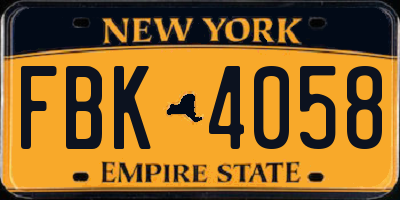 NY license plate FBK4058