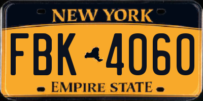 NY license plate FBK4060