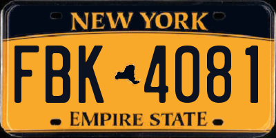 NY license plate FBK4081