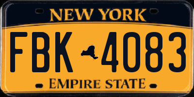 NY license plate FBK4083