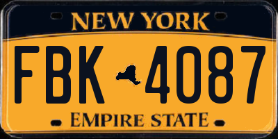 NY license plate FBK4087