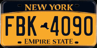 NY license plate FBK4090