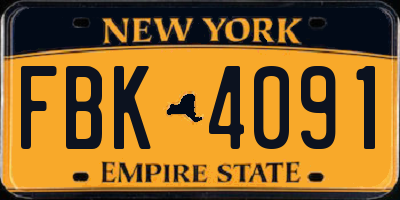 NY license plate FBK4091