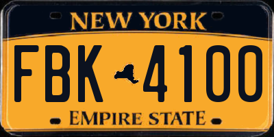NY license plate FBK4100