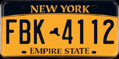 NY license plate FBK4112