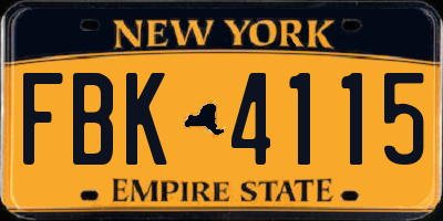 NY license plate FBK4115