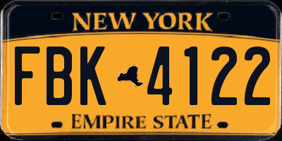 NY license plate FBK4122