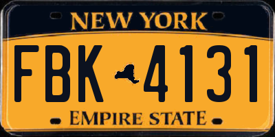 NY license plate FBK4131