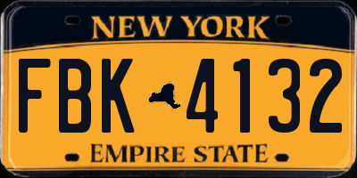 NY license plate FBK4132