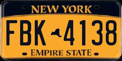 NY license plate FBK4138