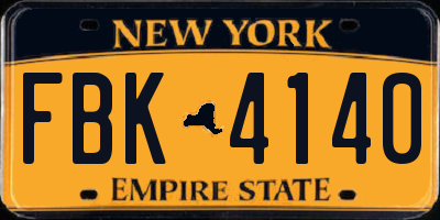NY license plate FBK4140