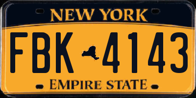 NY license plate FBK4143