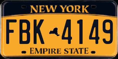 NY license plate FBK4149