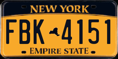 NY license plate FBK4151