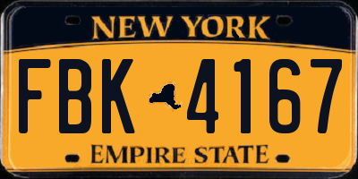 NY license plate FBK4167