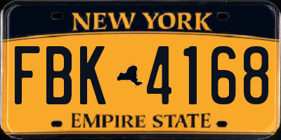 NY license plate FBK4168