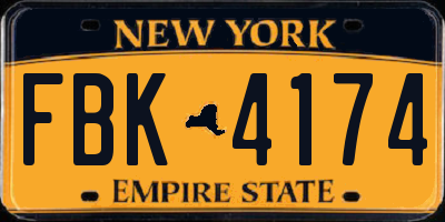 NY license plate FBK4174