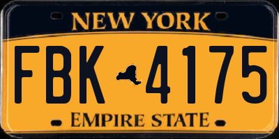 NY license plate FBK4175