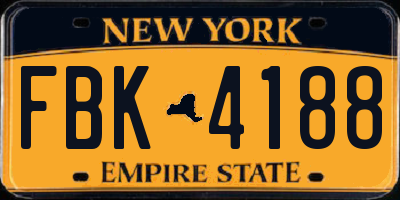 NY license plate FBK4188